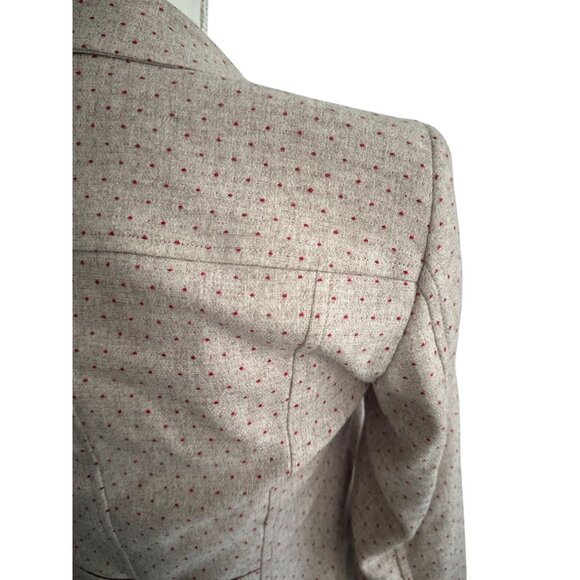 EMANUEL UNGARO Ungaro Fever Red Beige Polka Dot Bow Blazer Size 2 - Picture 11 of 13